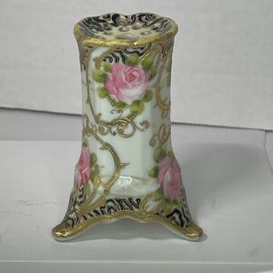 Antique Nippon hat pin holders. Hand painted gold gilding.